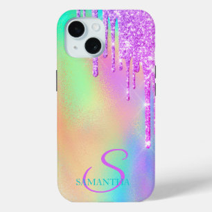 Coque Case-Mate iPhone Violet tendance paillettes holographiques arc-en-c