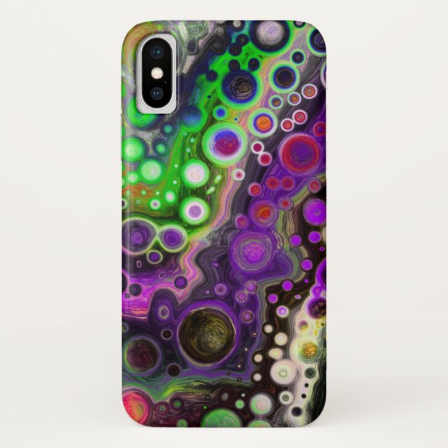 Coques Case-Mate iPhone Violet, Vert citron, Art Fluide Noir (Dos)