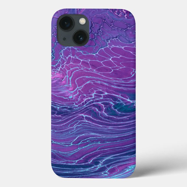Coques Case-Mate iPhone Violet Violet Bleu Marbré Acrylique Abstraction (Verso)