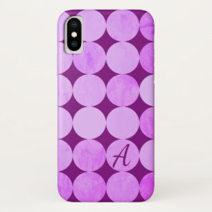 Case-Mate iPhone Case Violet, Violet Magenta et Cercles roses Monogramme
