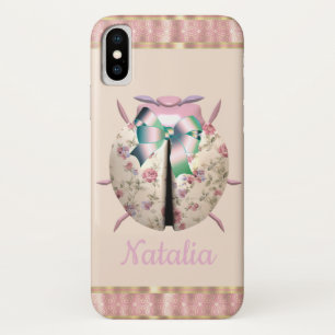 Case-Mate iPhone Case Violettes de Ladybug et fleurs mignonnes roses