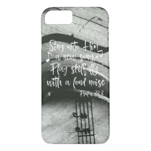 Coque iPhone 7 Violon, Musique avec Psaumes Bible Verse