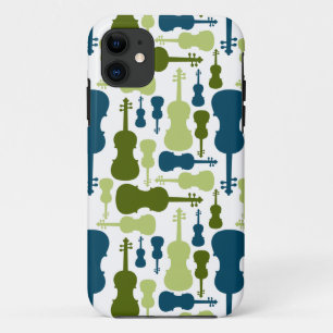 Coque iPhone 11 Violons - Motif bleu et vert