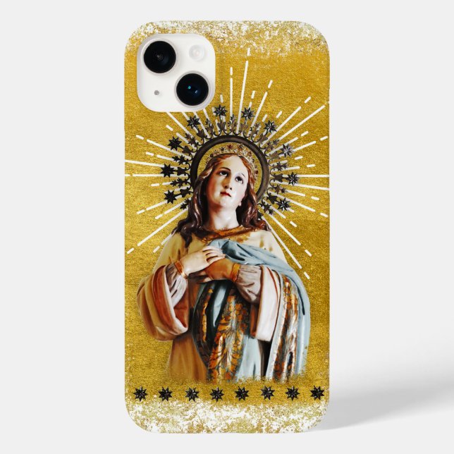 Coques Case-Mate iPhone Virgin Mary White & Gold Starry Crown (Verso)