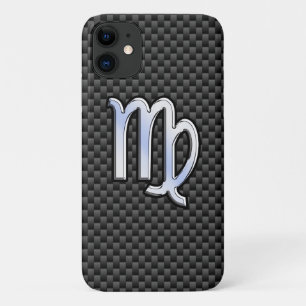 Coques Pour iPhone Virgo Zodiac Sign on Charcoal Carbon Fibre Decor