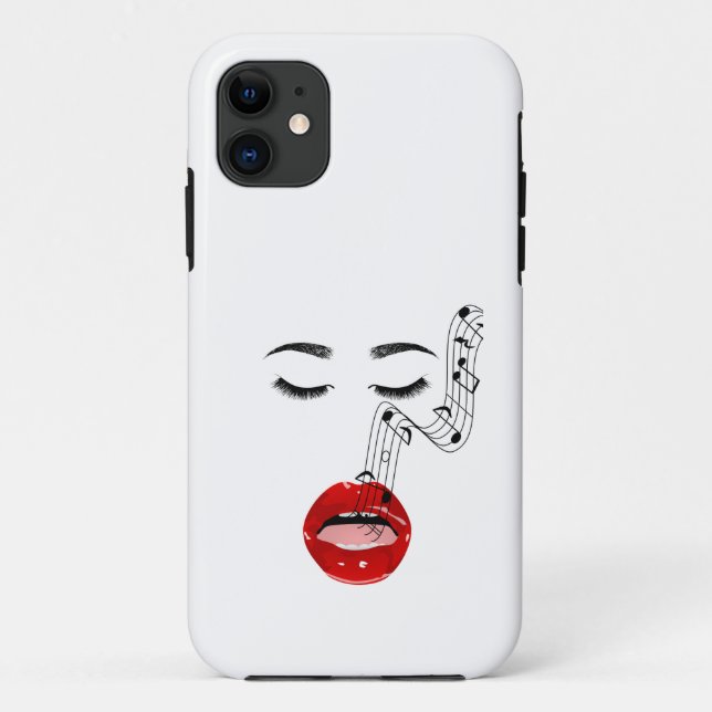 Coques Case-Mate iPhone Visage Chantant avec Notes de Musique, Cadeau pour (Dos)
