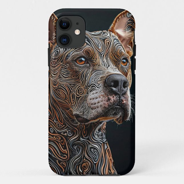 Coques Case-Mate iPhone Visage de chien Pitbull puissant Esthétique animal (Dos)