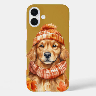 COQUE POUR iPhone 16 PLUS VISAGE DE CHIEN RETRIEVER DORE ADORABLE À L'AQUARE