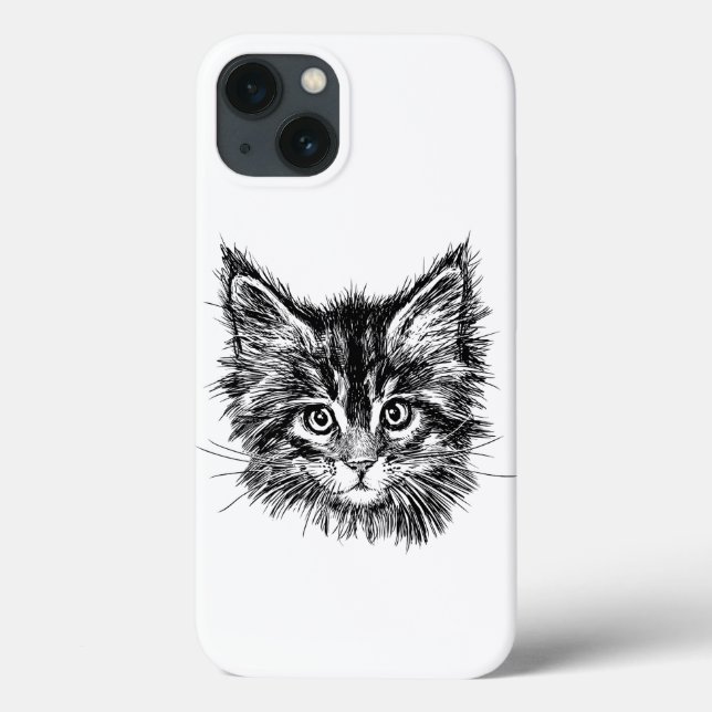 Coques Case-Mate iPhone Visage de Kitten noir et blanc (Verso)