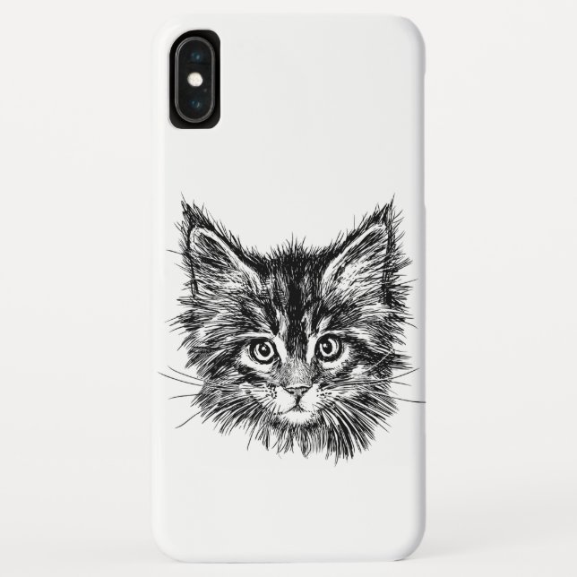 Coques Case-Mate iPhone Visage de Kitten noir et blanc (Dos)