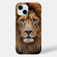 Visage de lion majestueux aux yeux bleus | Faune A