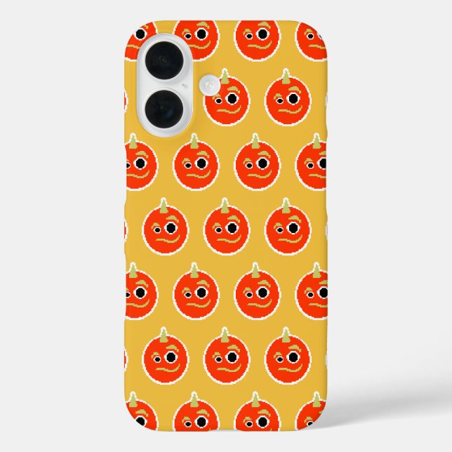 Coques Case-Mate iPhone Visage de monstre orange mignon en pixels  (Verso)