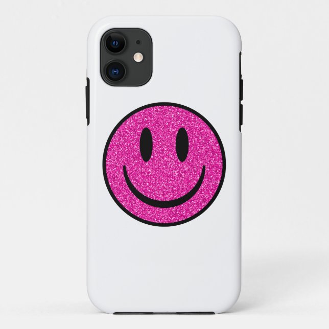 Coques Case-Mate iPhone Visage de sourire rose Parties scintillant (Dos)