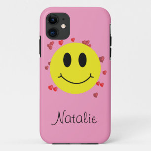 Case-Mate iPhone Case Visage gris avec les Coeurs rouges