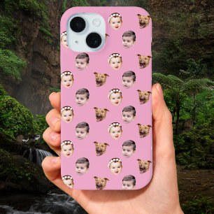 Coque Case-Mate iPhone Visage personnalisé, cadeau familial unique 3 phot