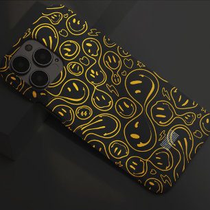 Coque Case-Mate iPhone Visage Souriant Heureux Motif Sourire Jaune Noir