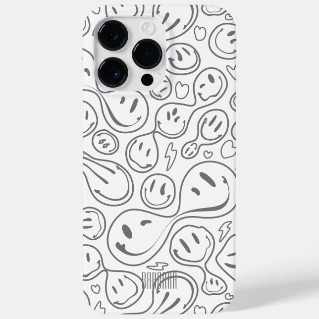 Coques Case-Mate iPhone Visage souriant moderne Motif élégant blanc (Verso)