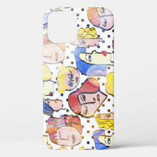 Case-Mate iPhone Case Visages de femme Abstraite, pois d'aquarelle.