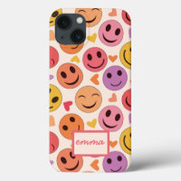 Visages heureux souriants avec un nom personnalis