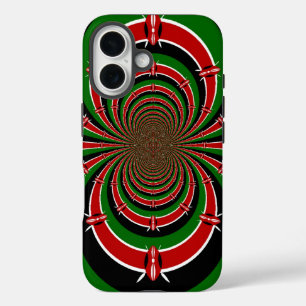 Coques iPhone 16 Vision Kenya vibrante   Drapeau kenyan abstrait en