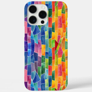 Coque iPhone 16 Pro Max Vitrail arc-en-ciel aquarelle