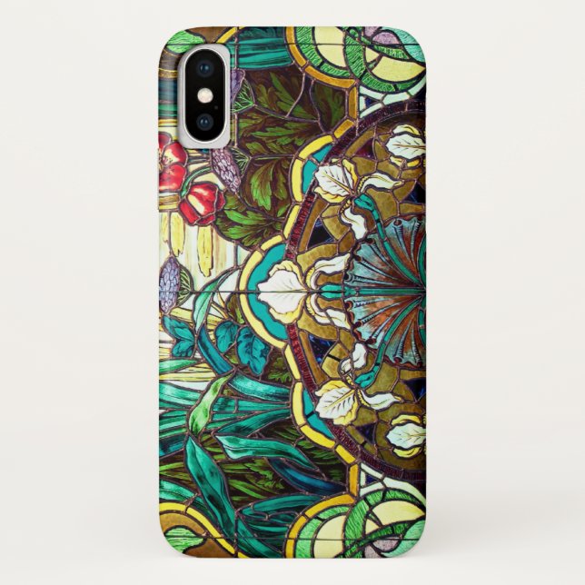 Coques Case-Mate iPhone Vitrail Art nouveau floral (Dos)