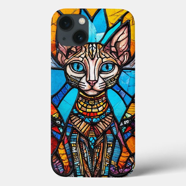 Coques Case-Mate iPhone Vitrail de Chat Arc-en-Ciel Design Esthétique Uniq (Verso)