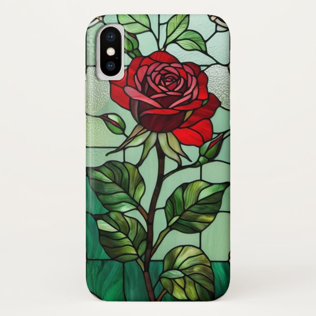 Coques Case-Mate iPhone Vitrail de rose rouge (Dos)