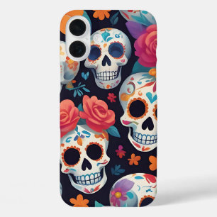 Coque Pour iPhone 16 Plus Vivant crâne de sucre Jour de l'art mort