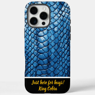 Coque iPhone 16 Pro Max Vivid serpent bleu chatoyant sous une lumière douc