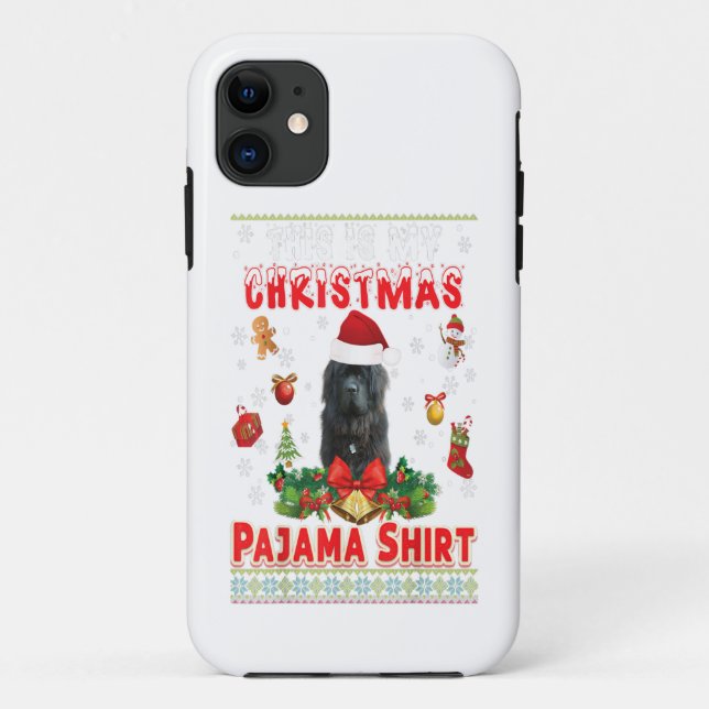 Coques Case-Mate iPhone Voici mon pyjama de Noël | Chien de Terre-Neuve (Dos)