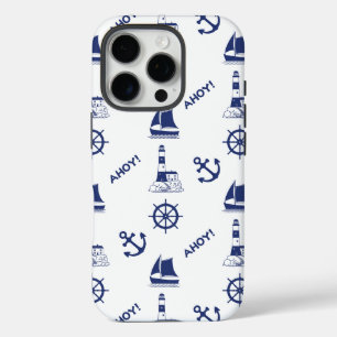 Coque iPhone 16 Pro Voile Motif illustratif Marine Bleu+Blanc