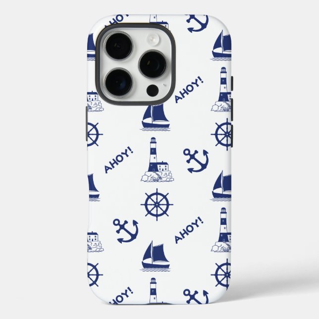 Coques Case-Mate iPhone Voile Motif illustratif Marine Bleu+Blanc (Verso)