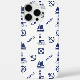 Coque iPhone 16 Pro Max Voile Motif illustratif Marine Bleu+Blanc