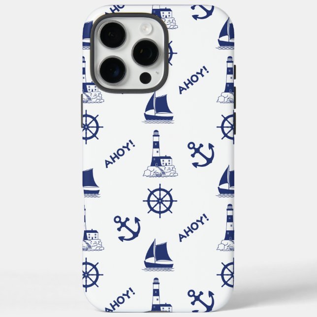 Coques Case-Mate iPhone Voile Motif illustratif Marine Bleu+Blanc (Verso)