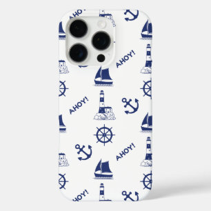 Coque iPhone 16 Pro Voile Motif illustratif Marine Bleu+Blanc