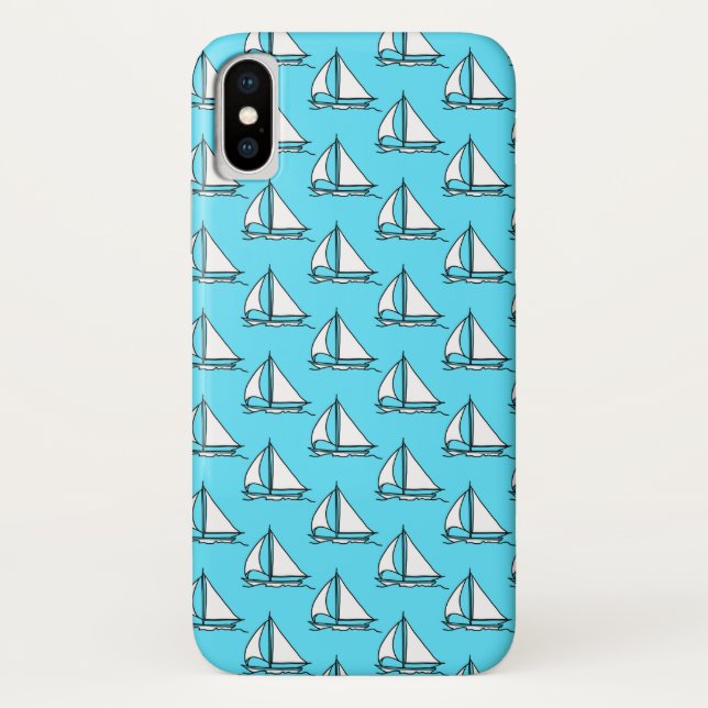 Coques Case-Mate iPhone Voiliers sur le motif bleu de mer (Dos)