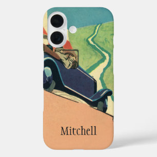 Coque Pour iPhone 16 Voiture convertible vintage voyage dans le pays
