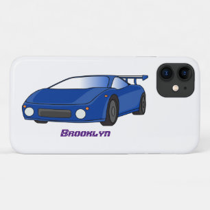 Case-Mate iPhone Case Voiture de sport bleue avec illustration d'aileron