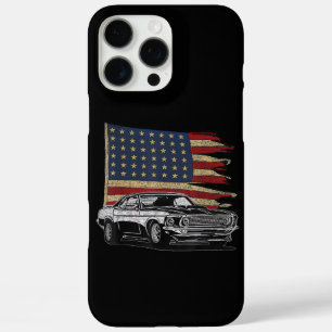 Coque iPhone 16 Pro Max Voiture de sport muscle américaine Drapeau Muscle