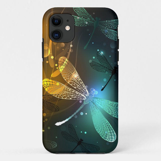 Coques Case-Mate iPhone Vol de libellule verte lumineuse (Dos)