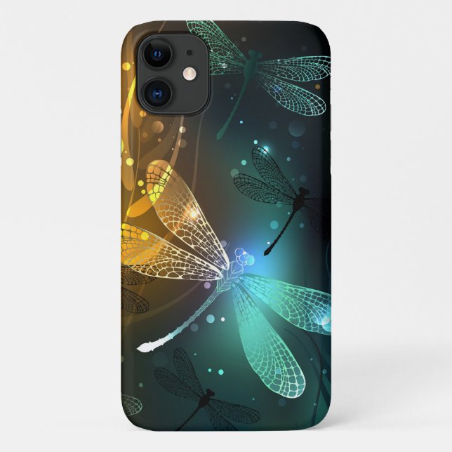 Coques Case-Mate iPhone Vol de libellule verte lumineuse (Dos)