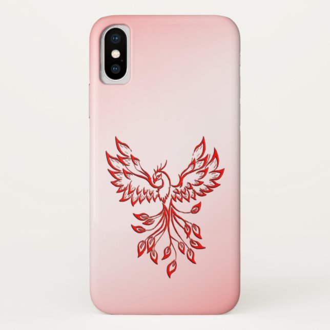 Coques Case-Mate iPhone Vol d'un Phoenix rouge sur rose (Dos)