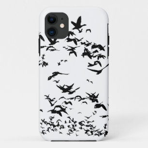 Coque iPhone 11 Voler d'animaux de faune d'oiseaux d'oies de neige
