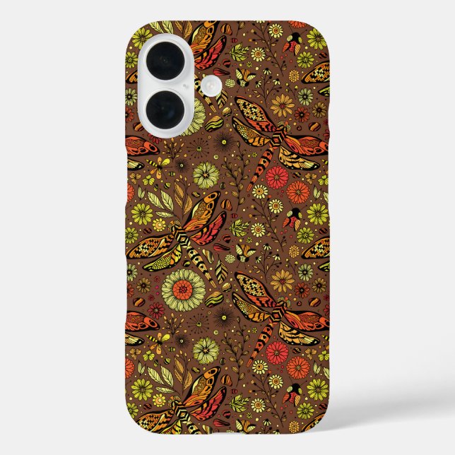 Coques Case-Mate iPhone Voler, voler libellule sur la cannelle brun (Verso)