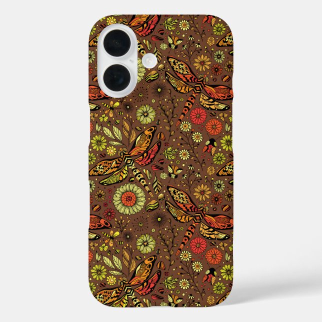 Coques Case-Mate iPhone Voler, voler libellule sur la cannelle brun (Verso)