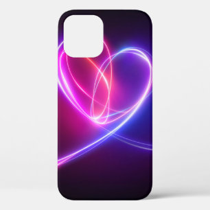 Case-Mate iPhone Case Volet pink neon light drawing. Abstract heart dood