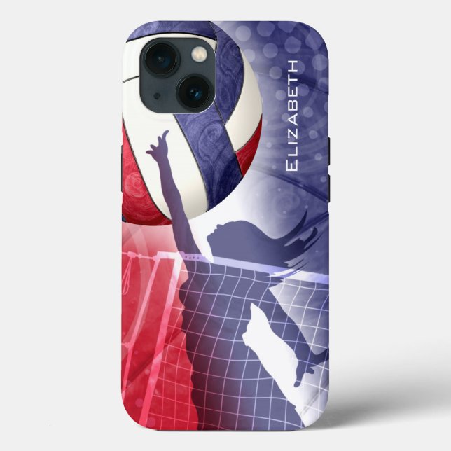 Coques Case-Mate iPhone volley-ball féminin bleu-rouge (Verso)
