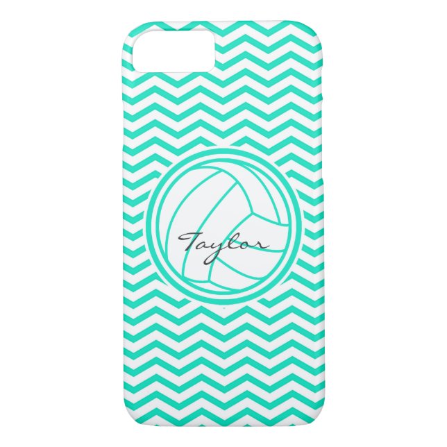 Coques Case-Mate iPhone Volley-ball personnalisé; Aqua Green Chevron (Dos)
