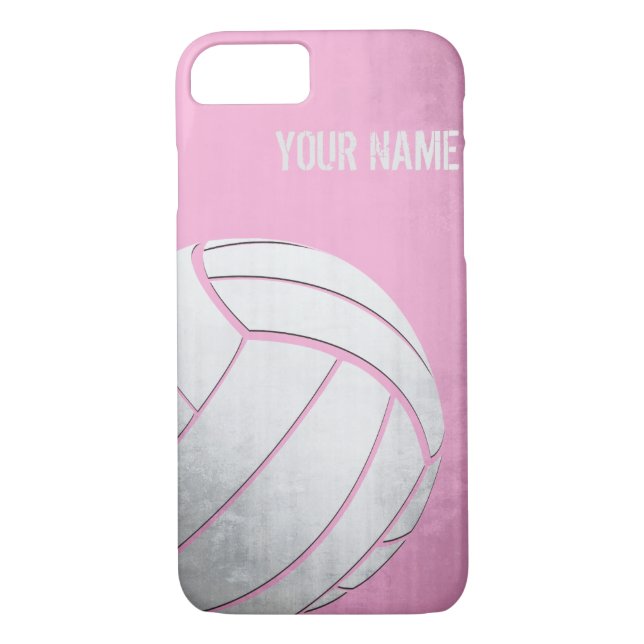 Coques Case-Mate iPhone Volleyball avec la nuance grunge de rose d'effet (Dos)
